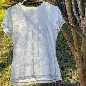 HURLEY CREAM FLOWER SHORT SLEEVE SHIRT, SIZE LARGE